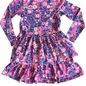 Hanna Andersson Tiered Drop Waist Dress in Power Pink, size 10